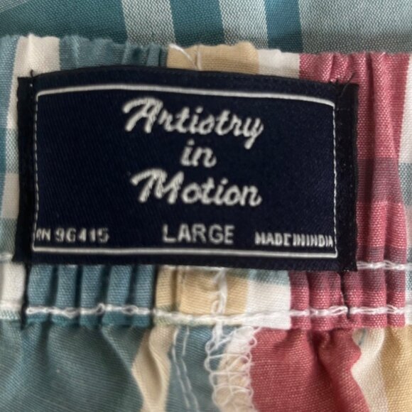 Artistry In Motion Pull On Shorts Womens Size Large Plaid Tie Pockets New - Picture 6 of 8